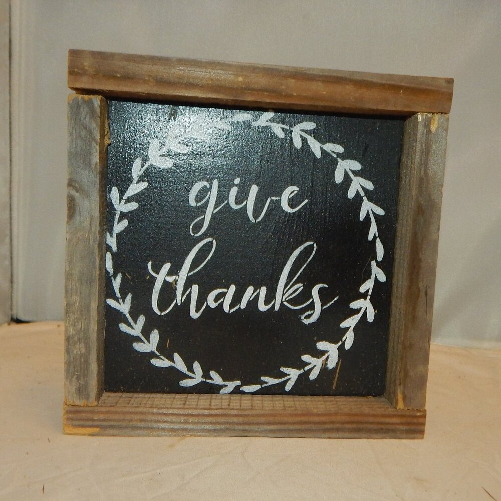 🍁"Give Thanks" Rustic Wreath Wood Box Sign